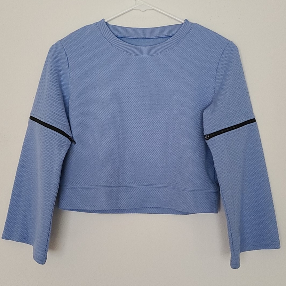 Zella Periwinkle Zipper Sleeve Top